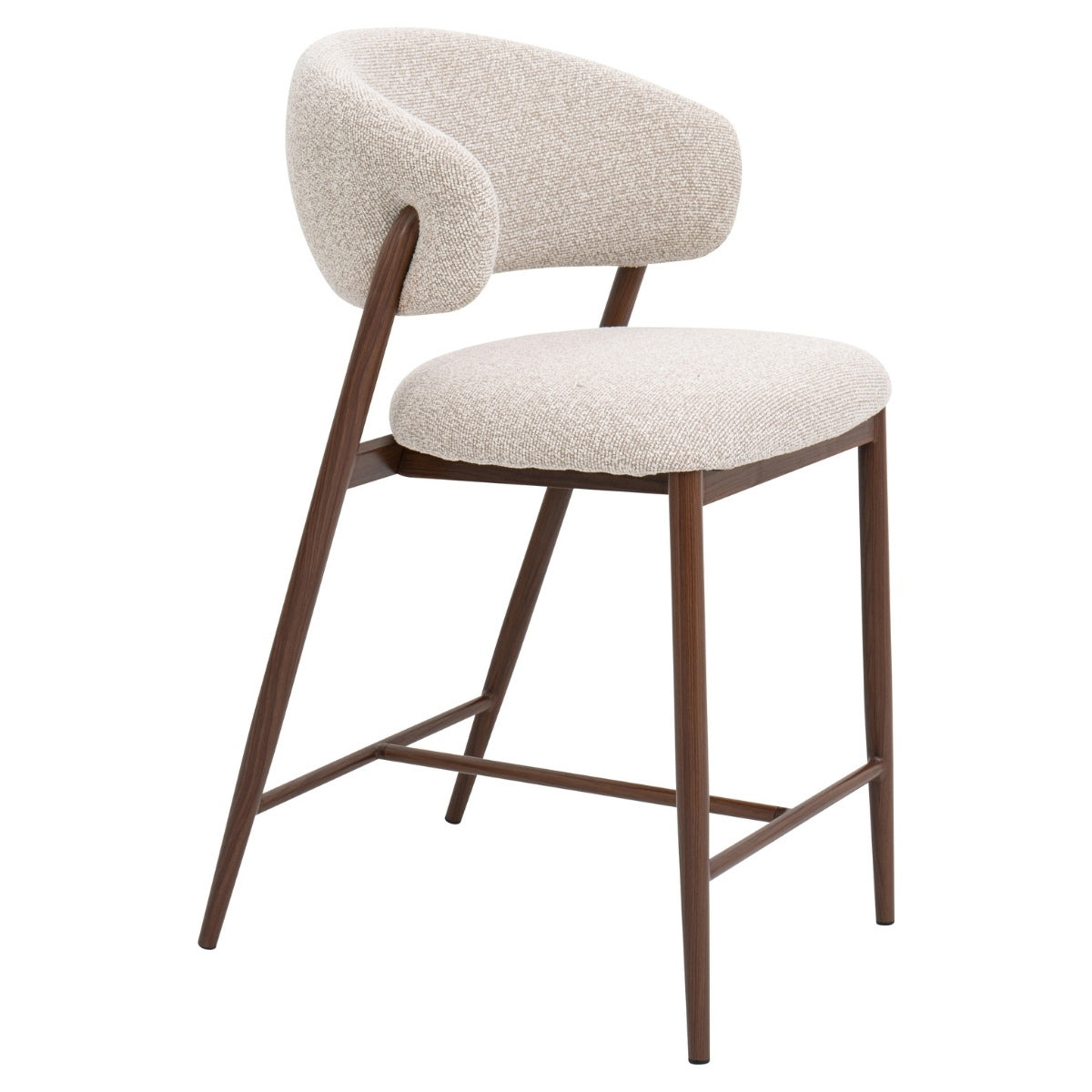 DÉJA Living Barstoel Skive - Zand/Walnoot - Zithoogte 67cm - Set van 2