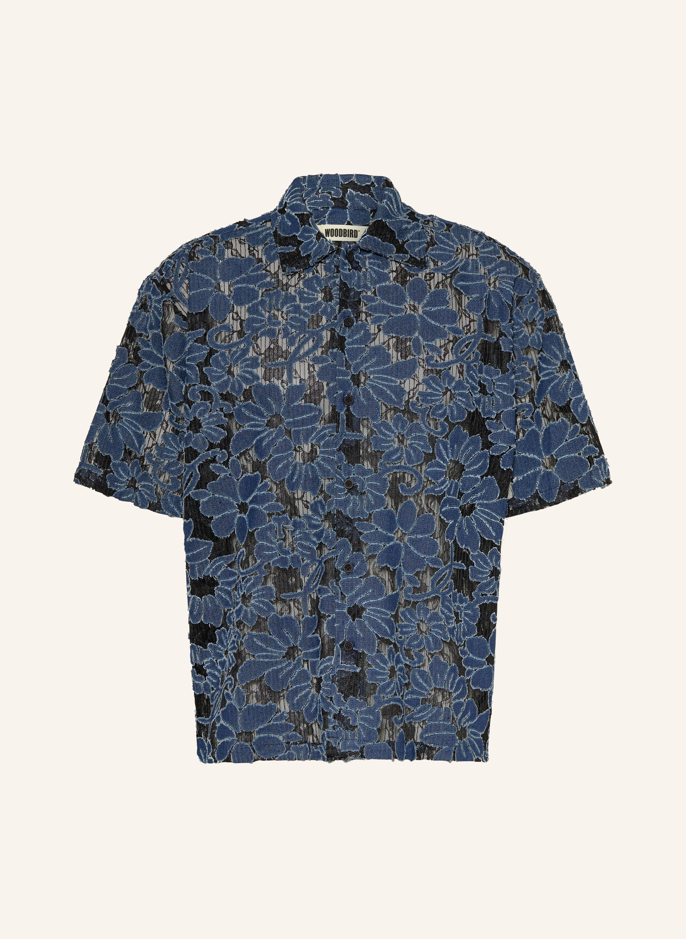 WOODBIRD Kurzarm-Hemd WBWANG Loose Fit im Materialmix