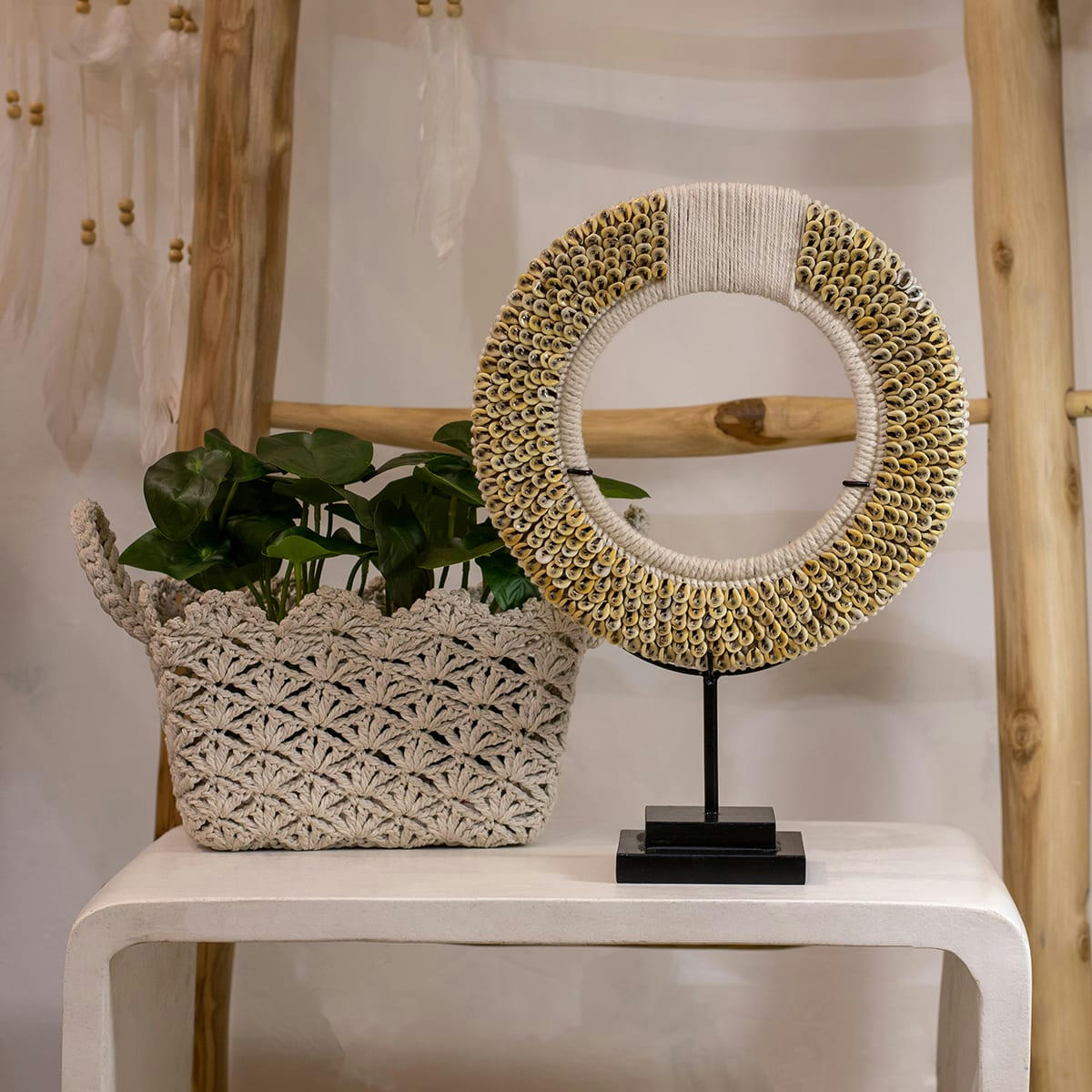 LINH - Collier en coquillages sur socle en métal