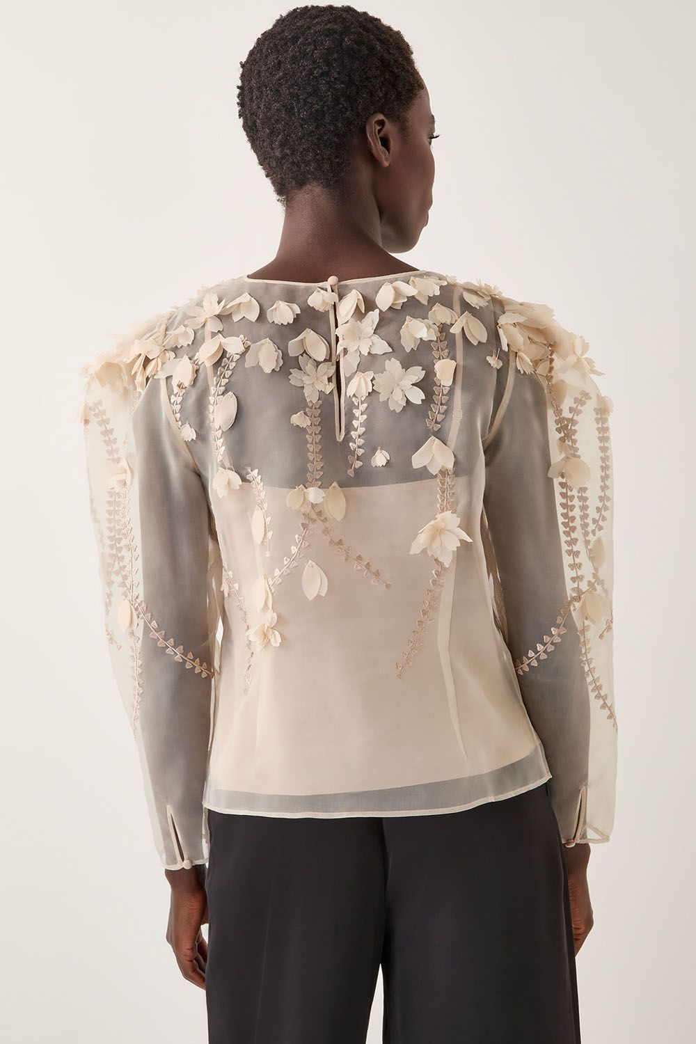 Monsoon Gwen Floral Organza Top Cream
