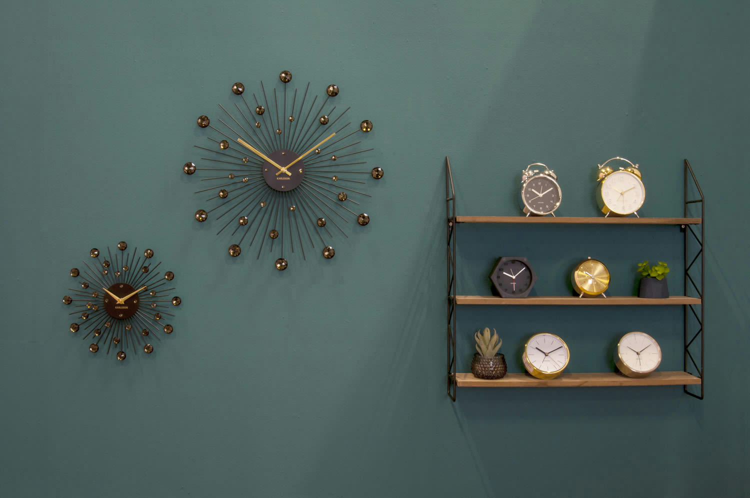 WALL CLOCK - Horloge ronde en métal sunburst 30 cm noir