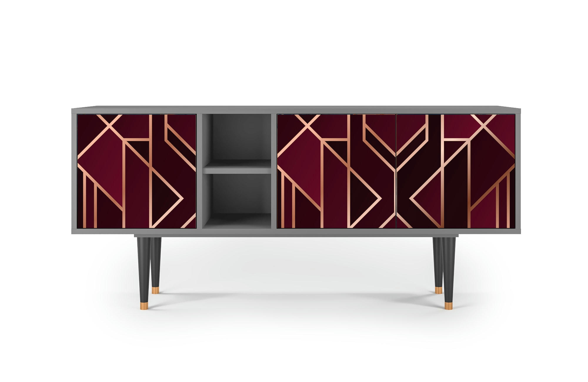 BURGUNDY JEWELERY - Meuble TV  bordeaux 3 tiroirs L 150 cm