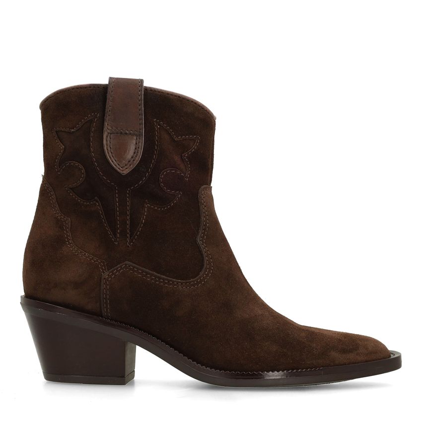 Manfield Bruine suède cowboy laarsjes