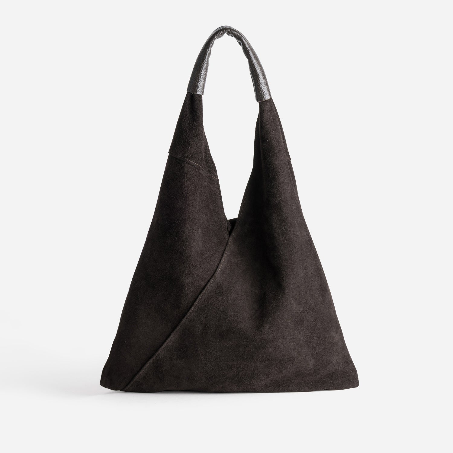 Sac hobo TEXTO marron cuir velours