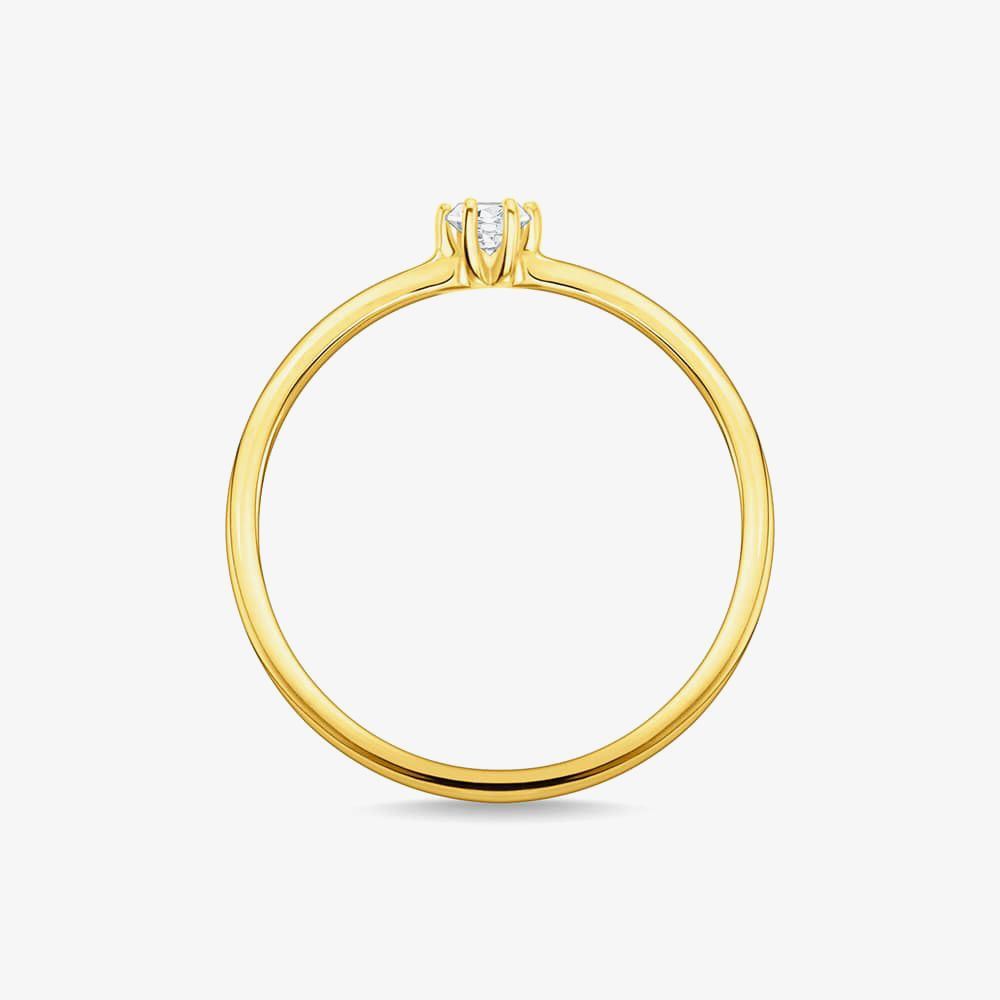 THOMAS SABO Gold Plated Small Six Claw Cubic Zirconia Ring TR2312-414-14-56