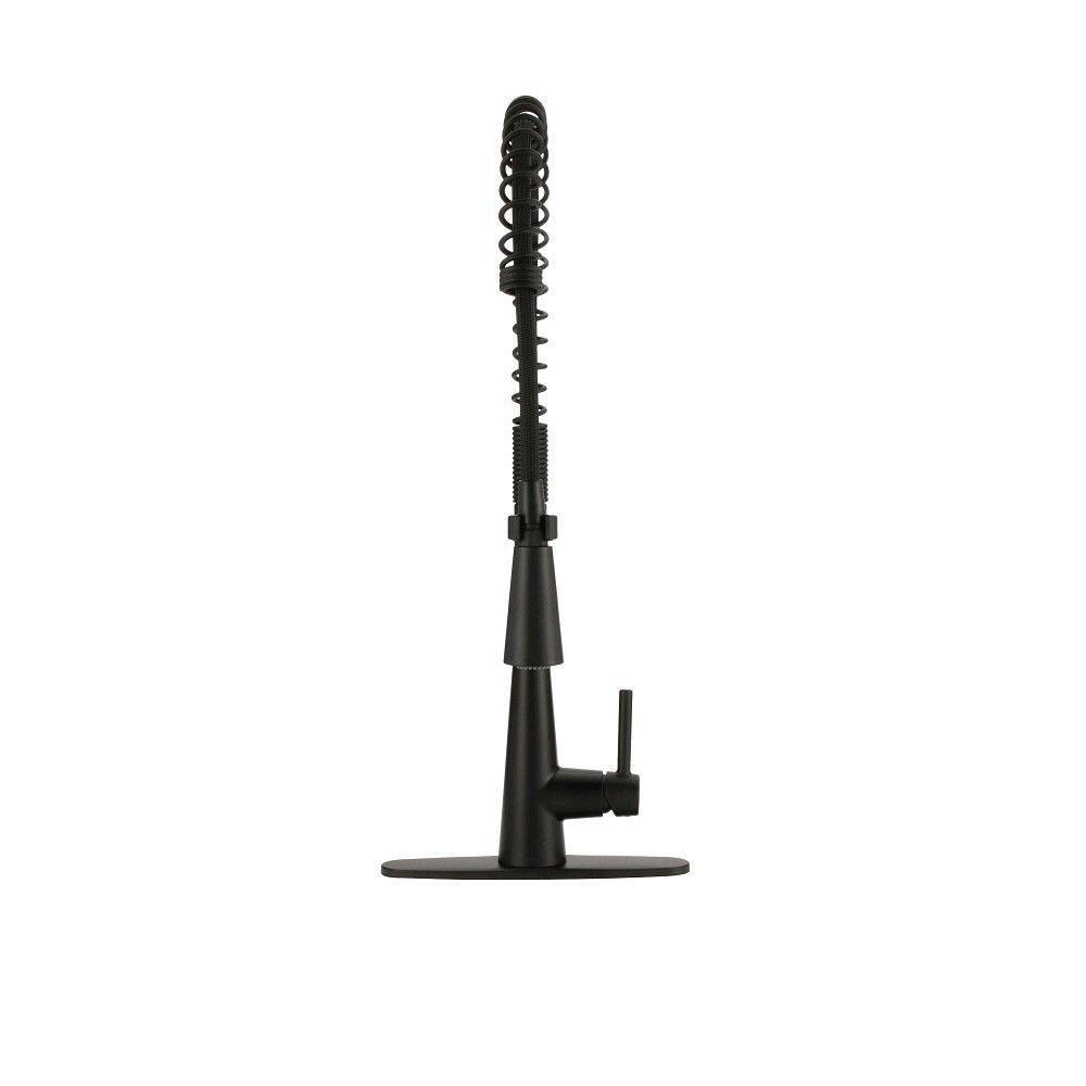 Moen® Sleek Single Handle Pre-Rinse Spring Pull Down Sprayer Kitchen Faucet with Power Boost, Matte Black