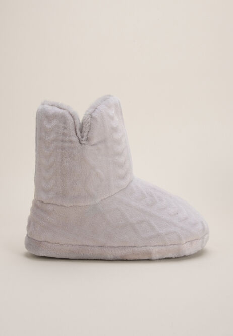Womens Grey Fairisle Slipper Boots