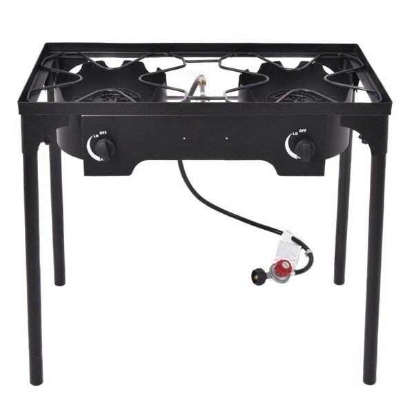 150000 BTU Double Burner Outdoor Stove BBQ Grill - 31" x 16" x 28.5"