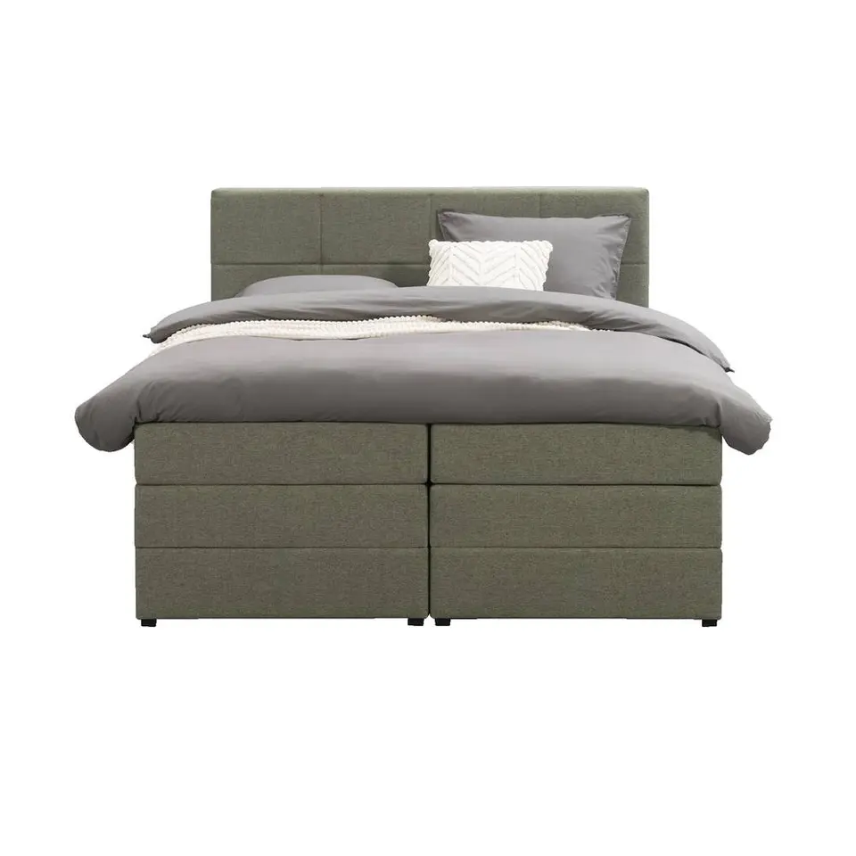Boxspring met opbergruimte Liv geblokt - groen - 180x200 cm