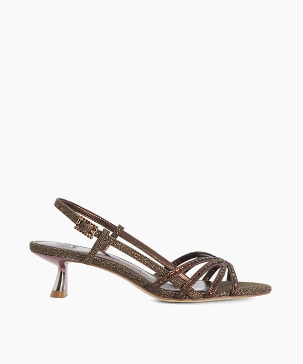 Magix Bronze - Strappy Open-Toe Low Heeled Sandals