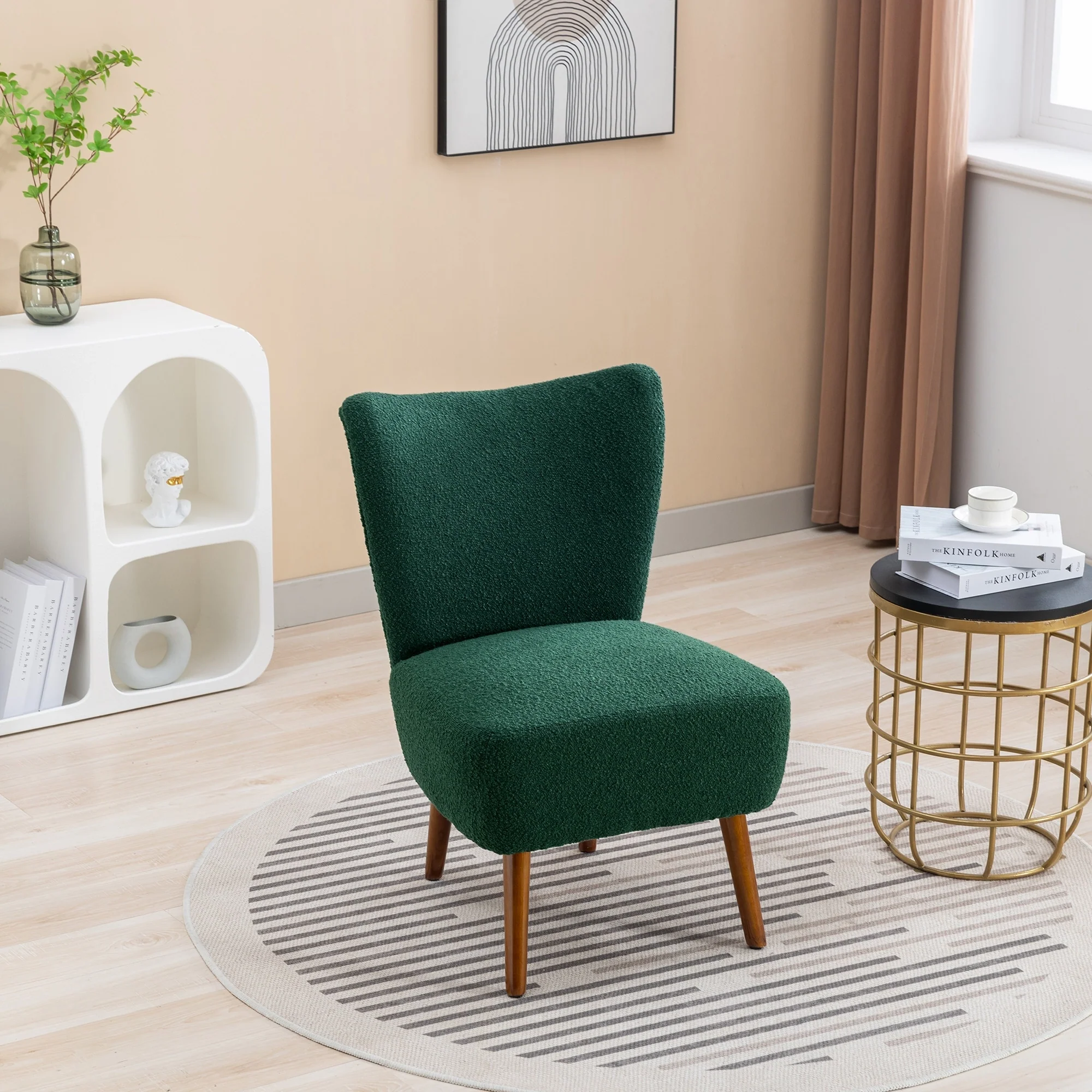 22.50''W Boucle Upholstered Armless Accent Chair Modern Slipper Chair