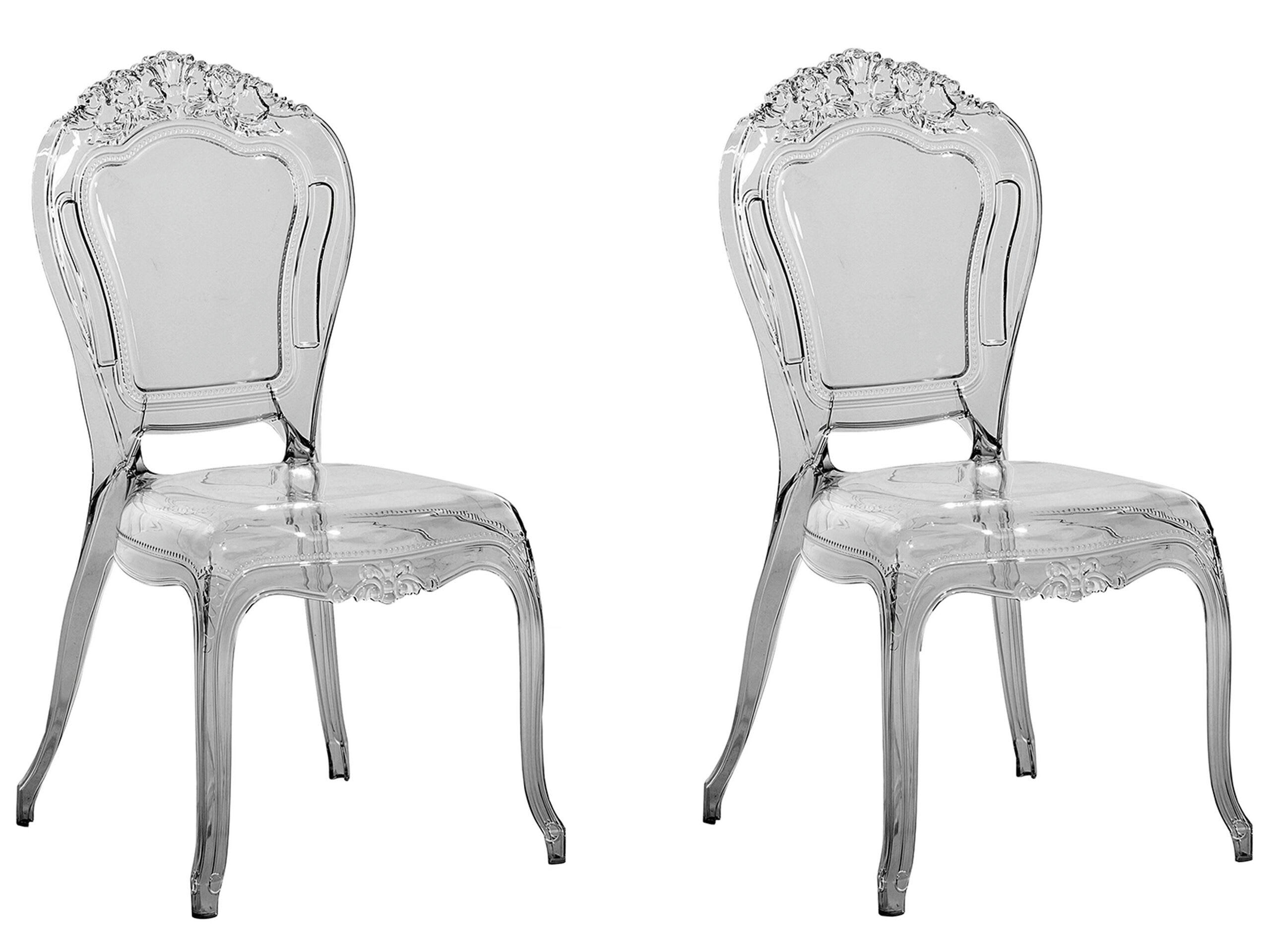 VERMONT - Lot de 2 chaises de salle à manger noires transparentes