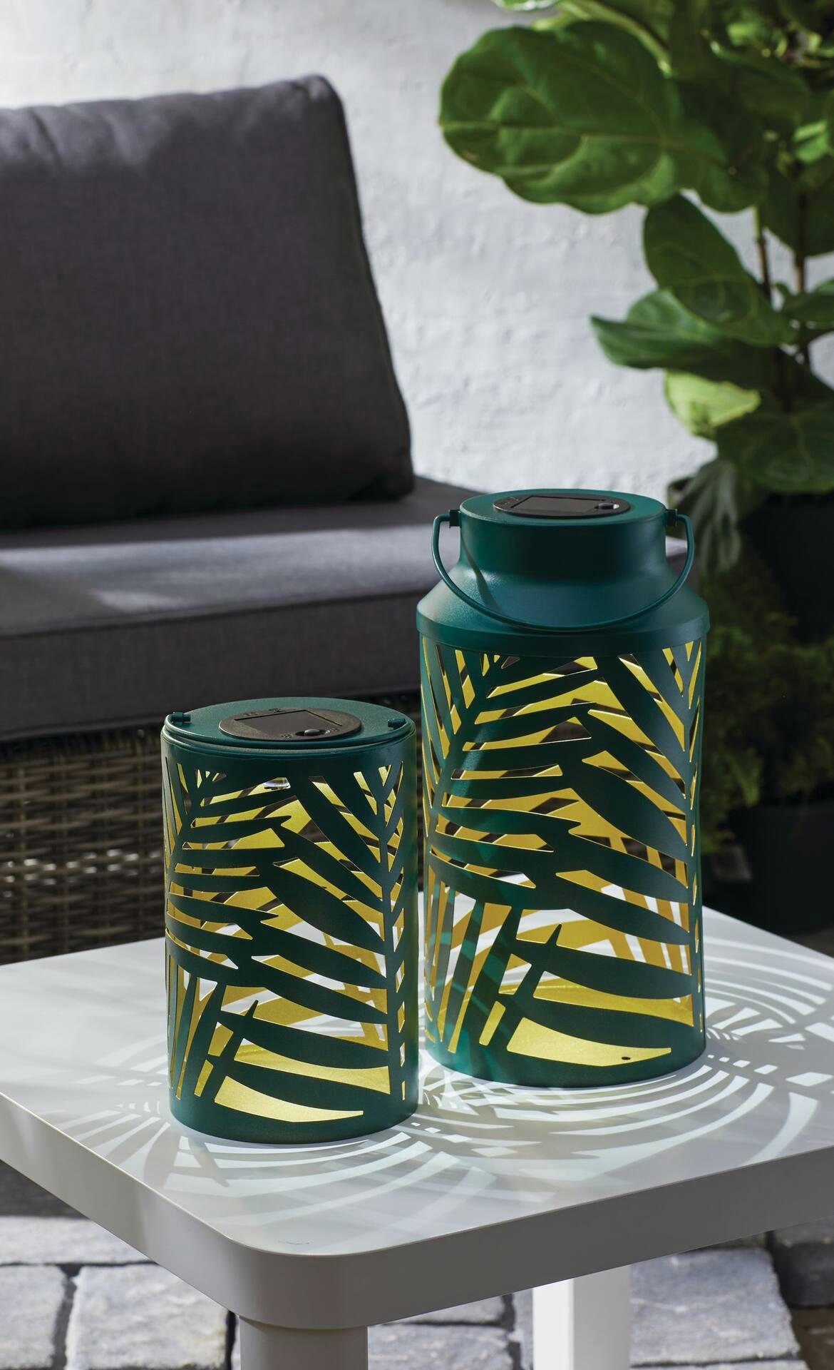 CANVAS Flora Green Nesting Solar Lantern, 2-pk