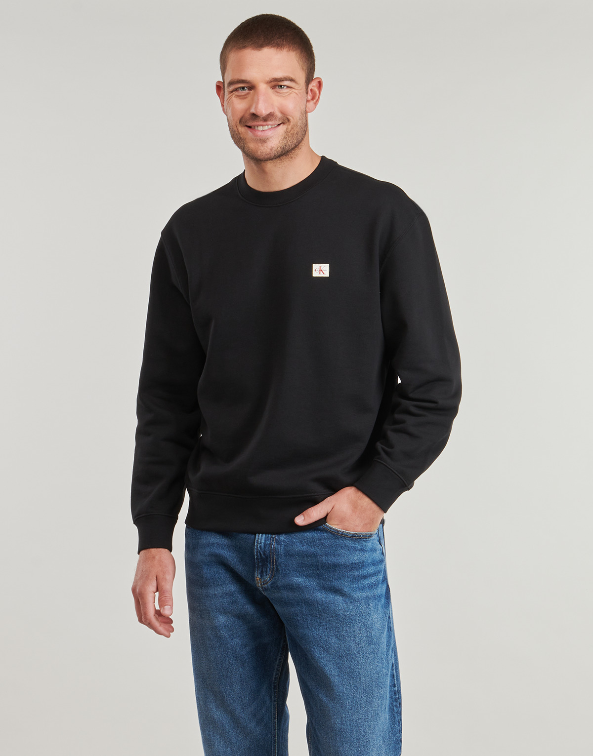 Calvin Klein Jeans - LS EU BADGE 350TERRY CN SWTSHRT - Black