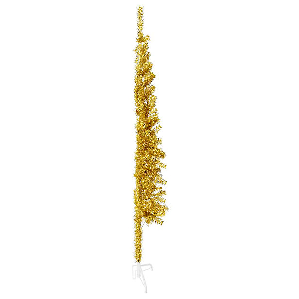 Demi sapin de Noël artificiel mince avec support Doré 120 cm vidaXL