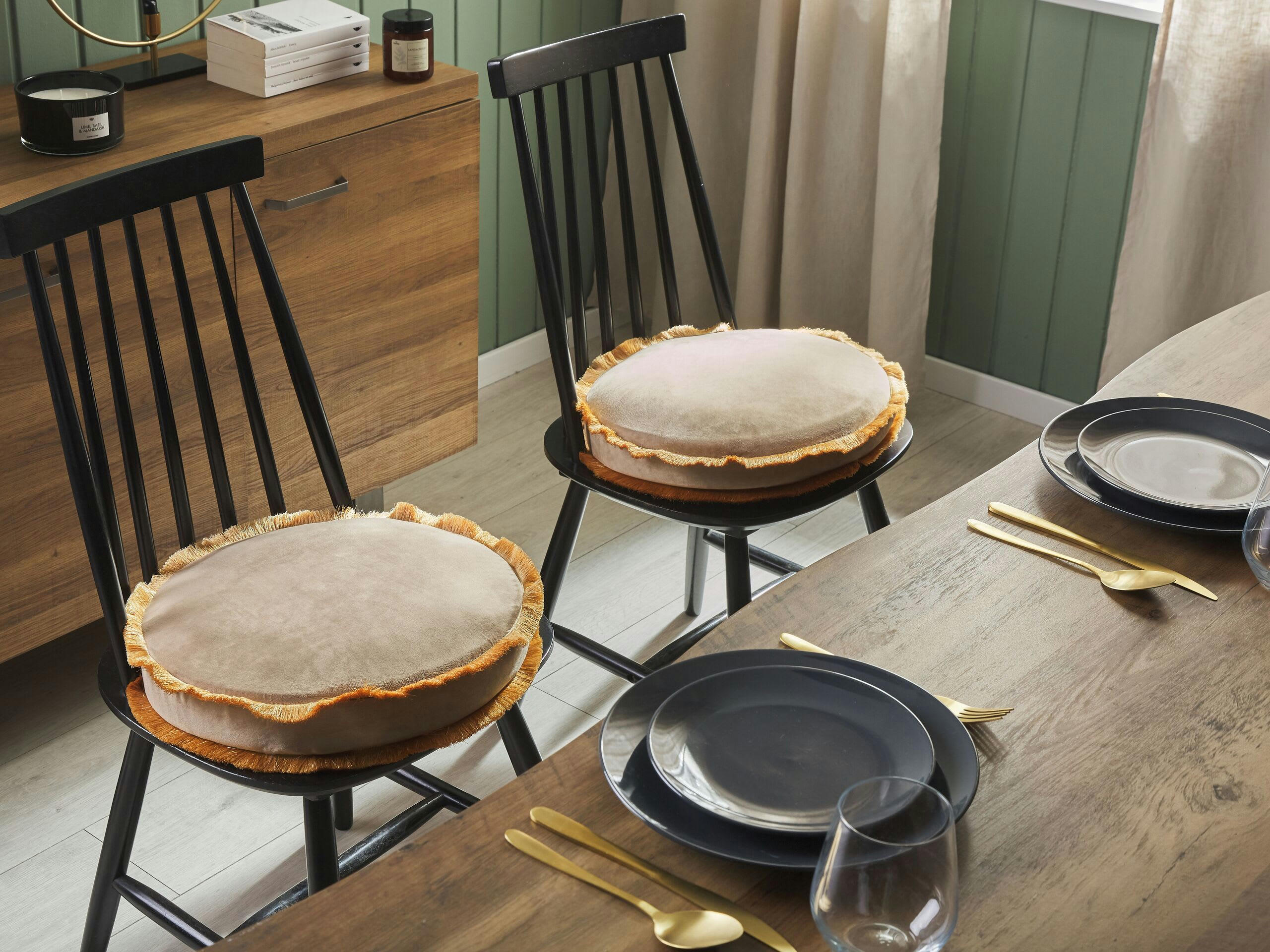 POTHOS - Coussin d'assise en velours beige ø 40 cm