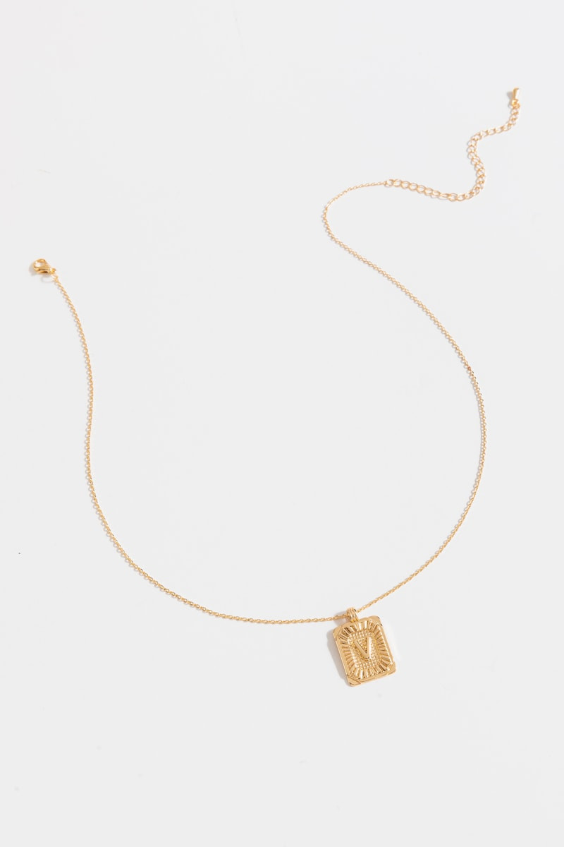 Initial ID Tag Pendant Necklace