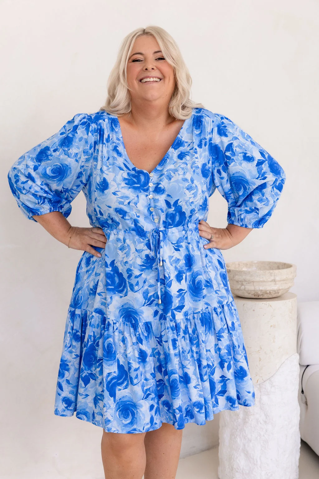 Ziggy Dress in Blue Roses