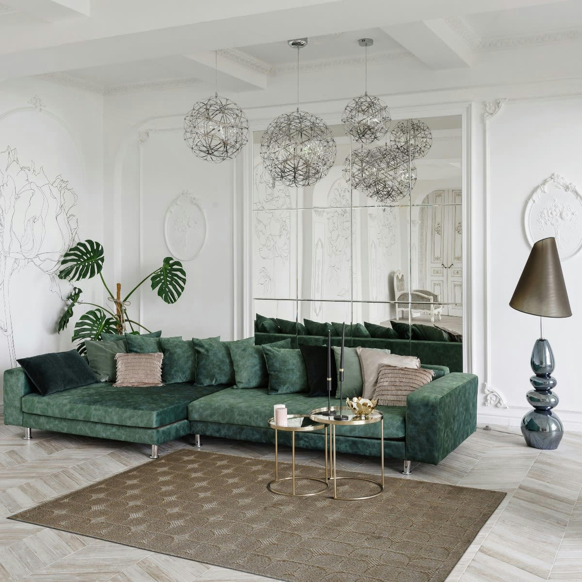 NEW - Tapis intérieur et extérieur motif fifties en relief beige 120x170