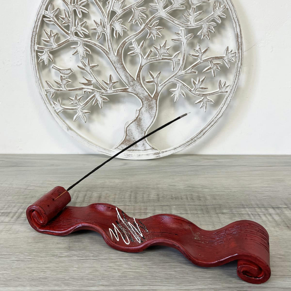 - Porte encens artisanal rouge