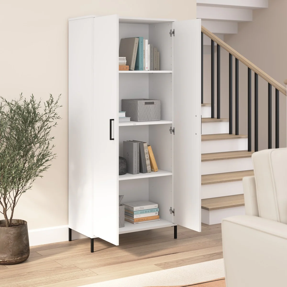 Essence Tall Storage Cabinet with Doors by Bush Furniture