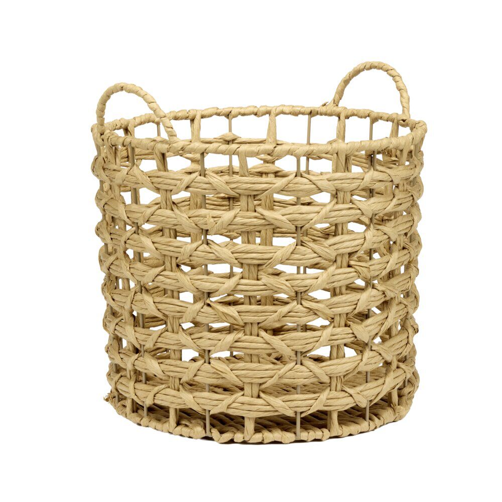 Panière ronde papier tressé et métal Ø30xH30cm