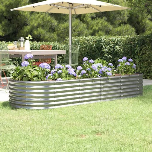 NNEVL Garden Raised Bed Powder-Coated Steel 224x80x36 cm Silver