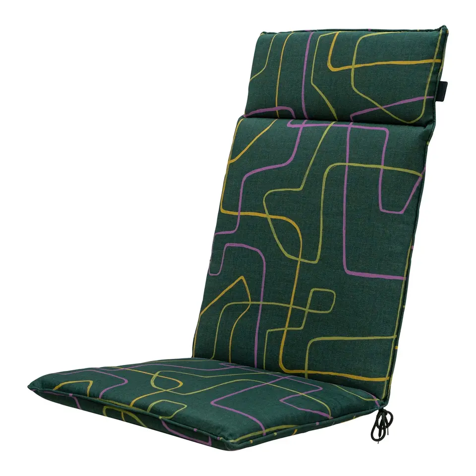 Madison - Tuinstoelkussen Hoge Rug Joah green - Ca. 120x50 cm - Set van 4
