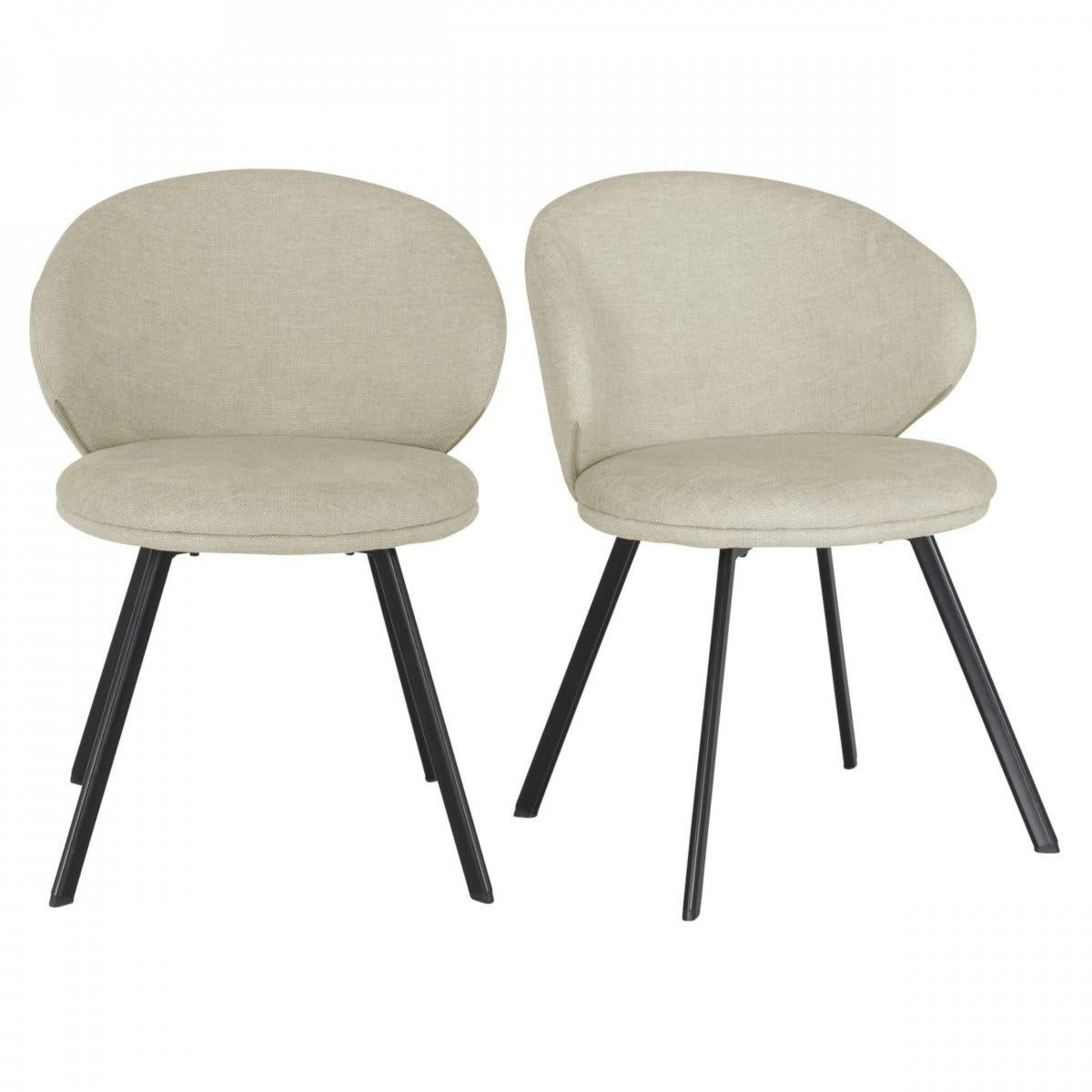 CEPAKA - Lot de 2 chaises modernes en tissu beige