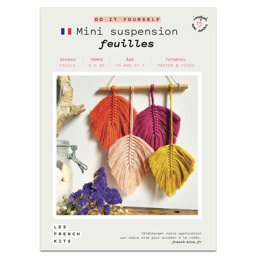 PETITES CRÉATIONS NATURE - Kit macramé mini-suspension - 4 plumes
