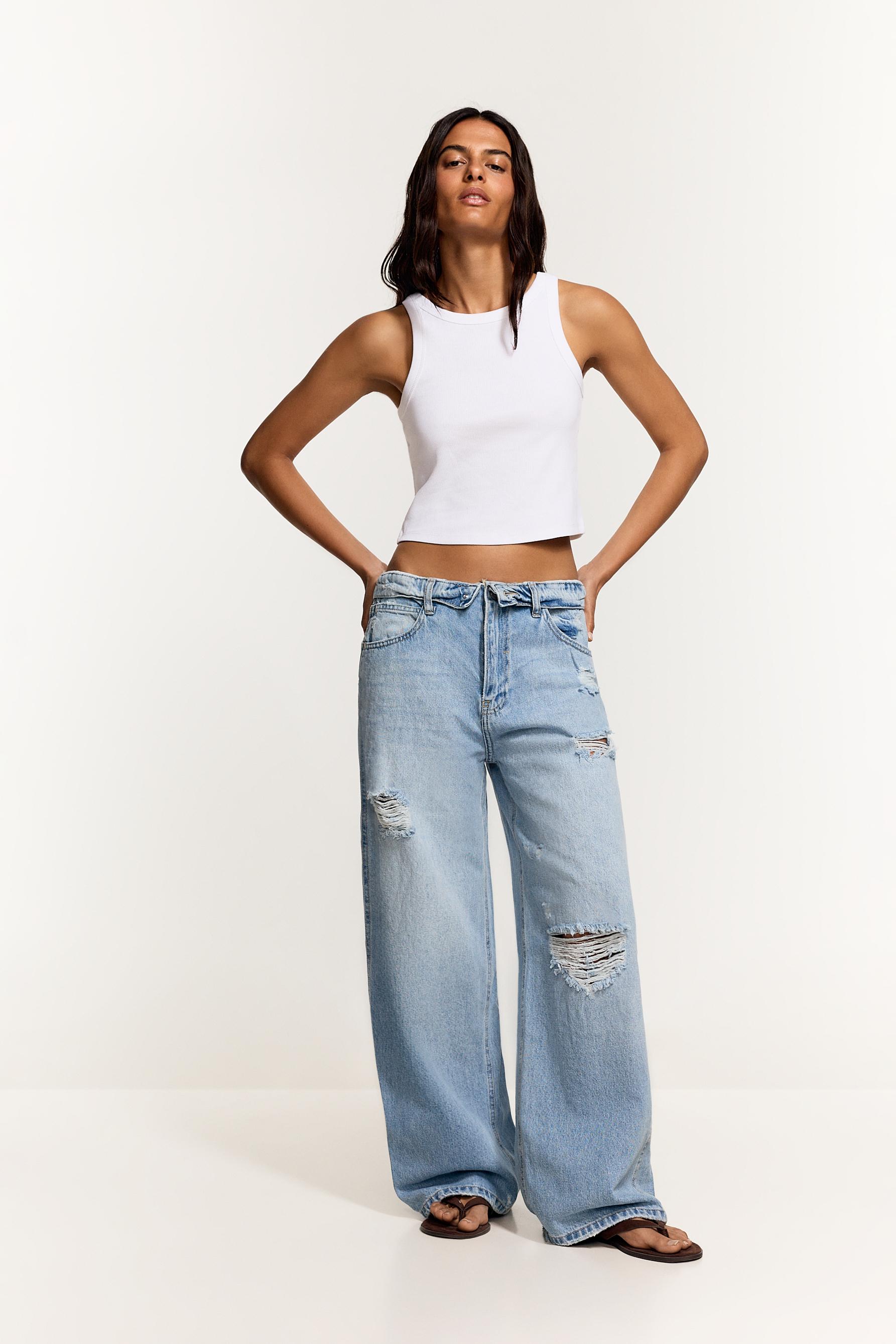 Jeans baggy cintura doblada