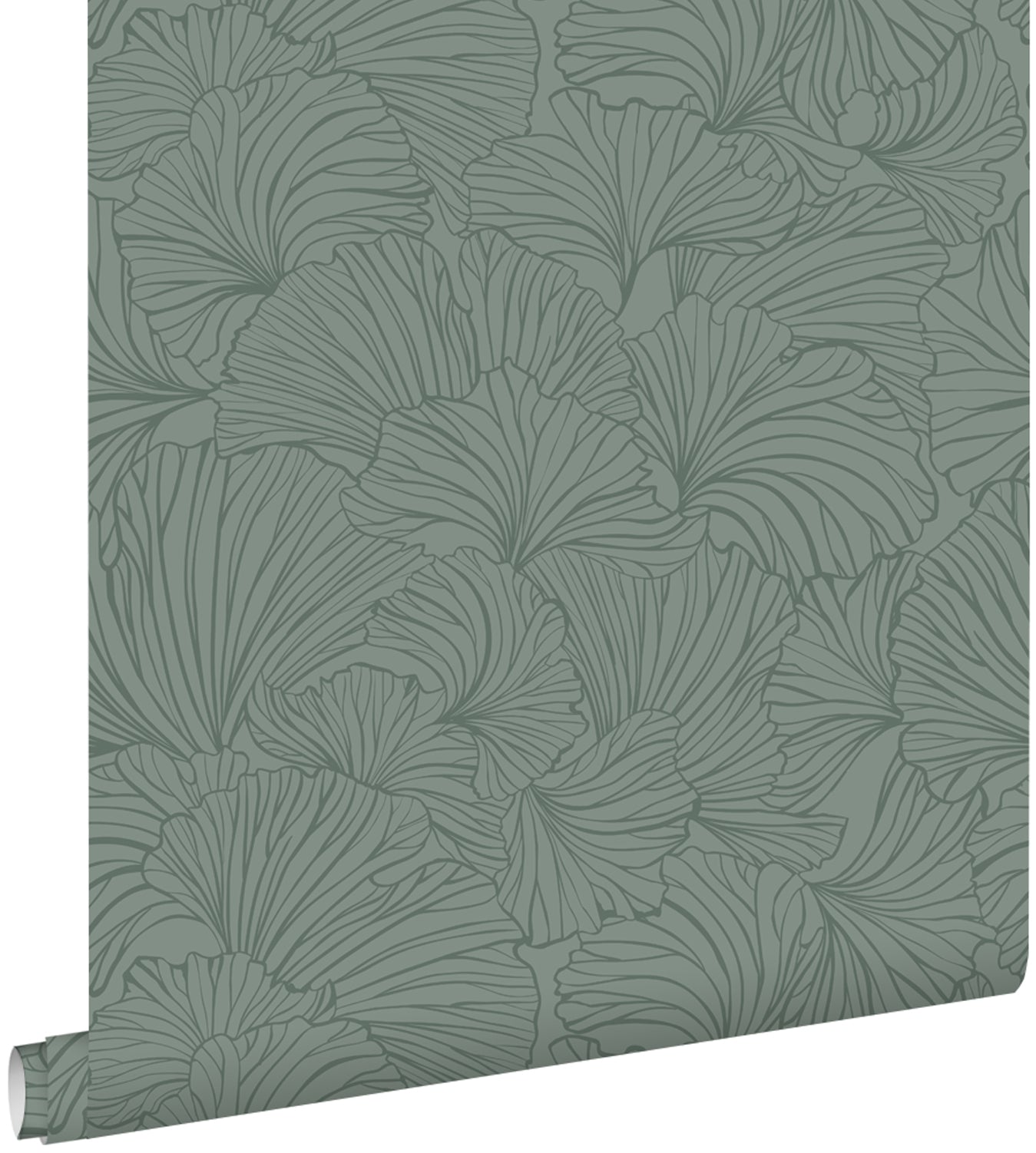 ESTAhome behang ginkgo bladeren vergrijsd groen - 53 cm x 10.05 m - 139616