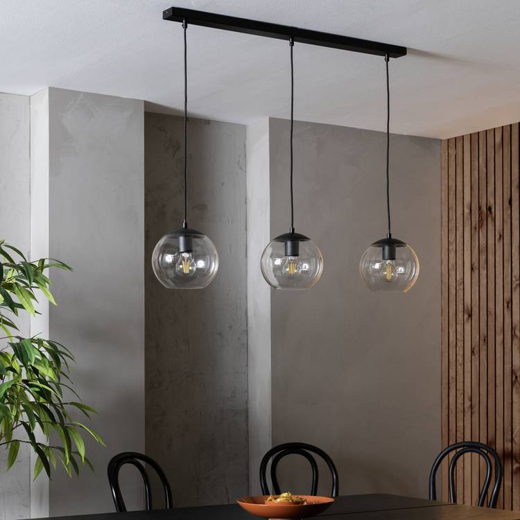 Habitat Coleman Metal 3 Light Bar Pendant Light -Matte Black