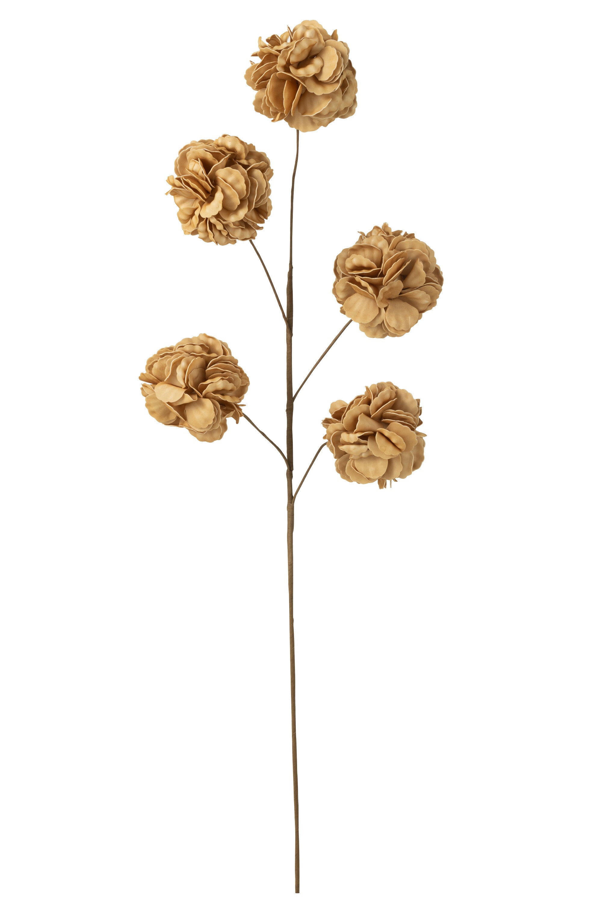 J-Line bloem tak 5 pompoms Eva - kunststof - geel