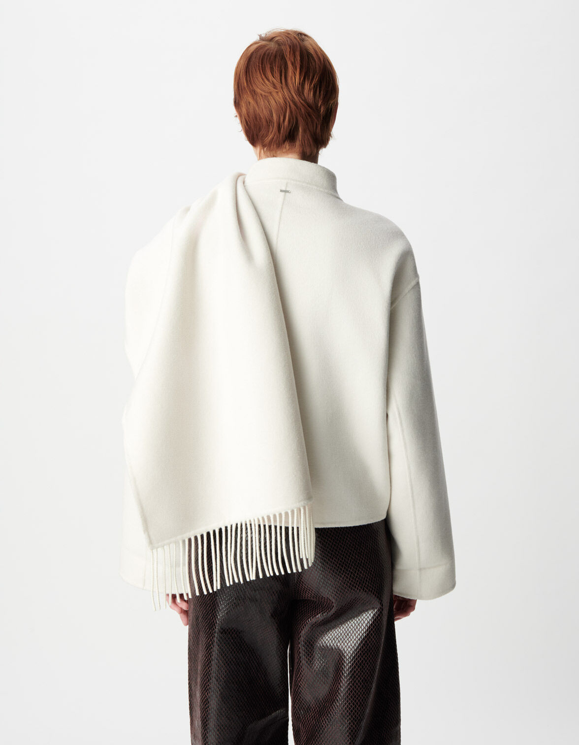 Cape écharpe blanche lainage Femme