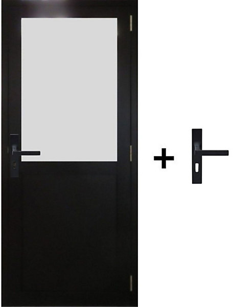 Bloc Porte Athena Noir H204 X L83 Cm Côte Tableau P.gauche,poignee Gd Menuiseries