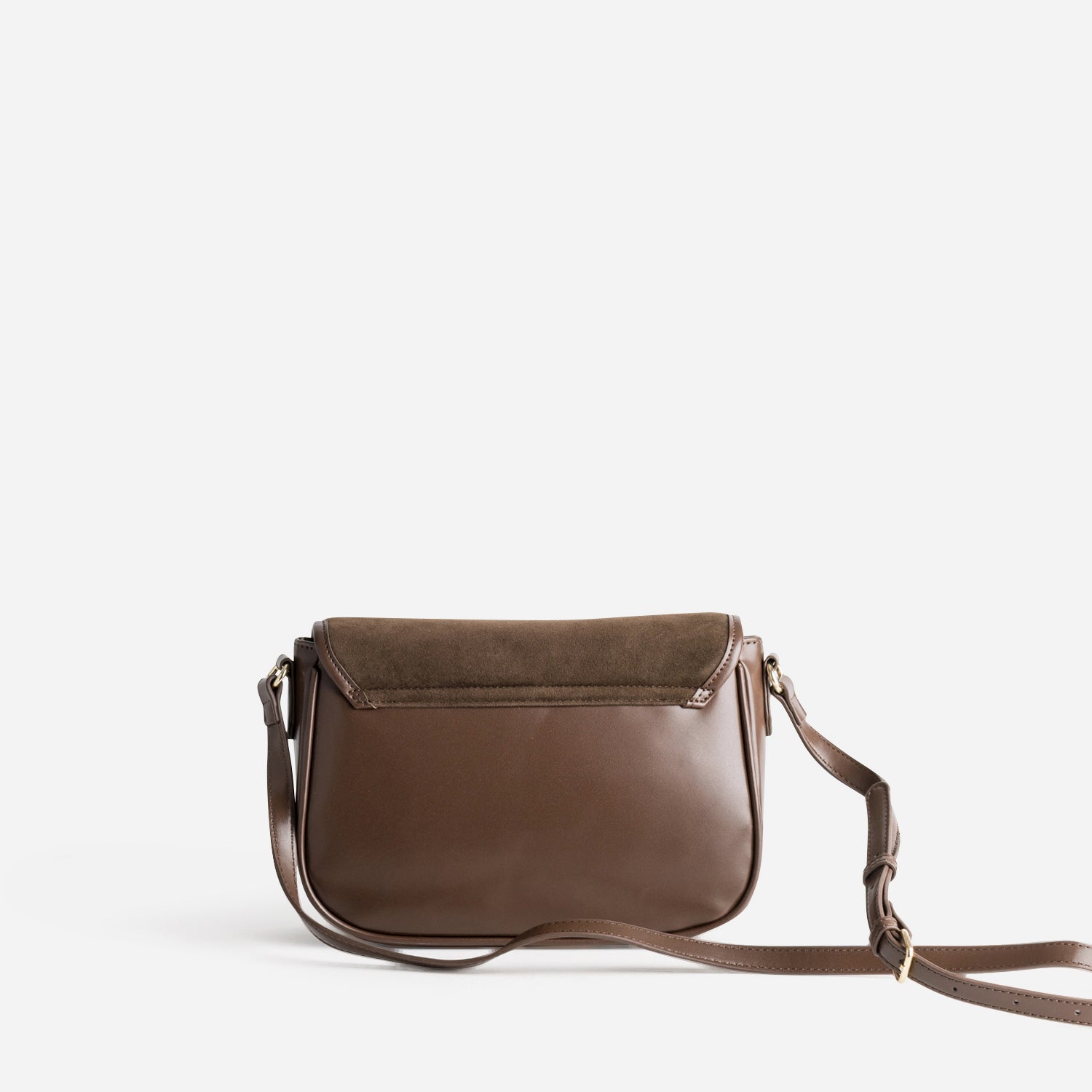 Sac bandoulière marron bi-matière
