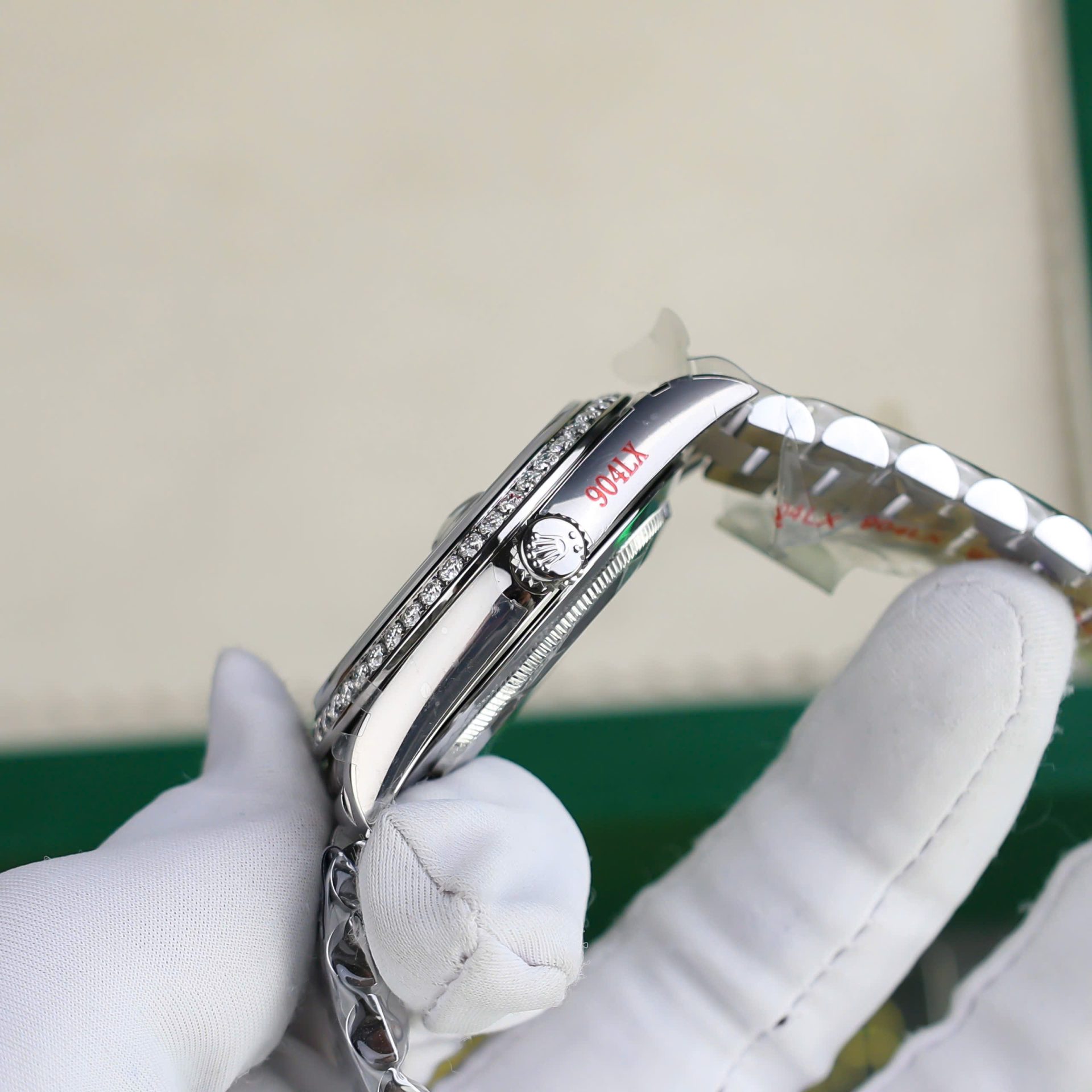 Rolex Day-Date 904L Steel Rainbow Pave Diamond Dial 40mm Super Clone