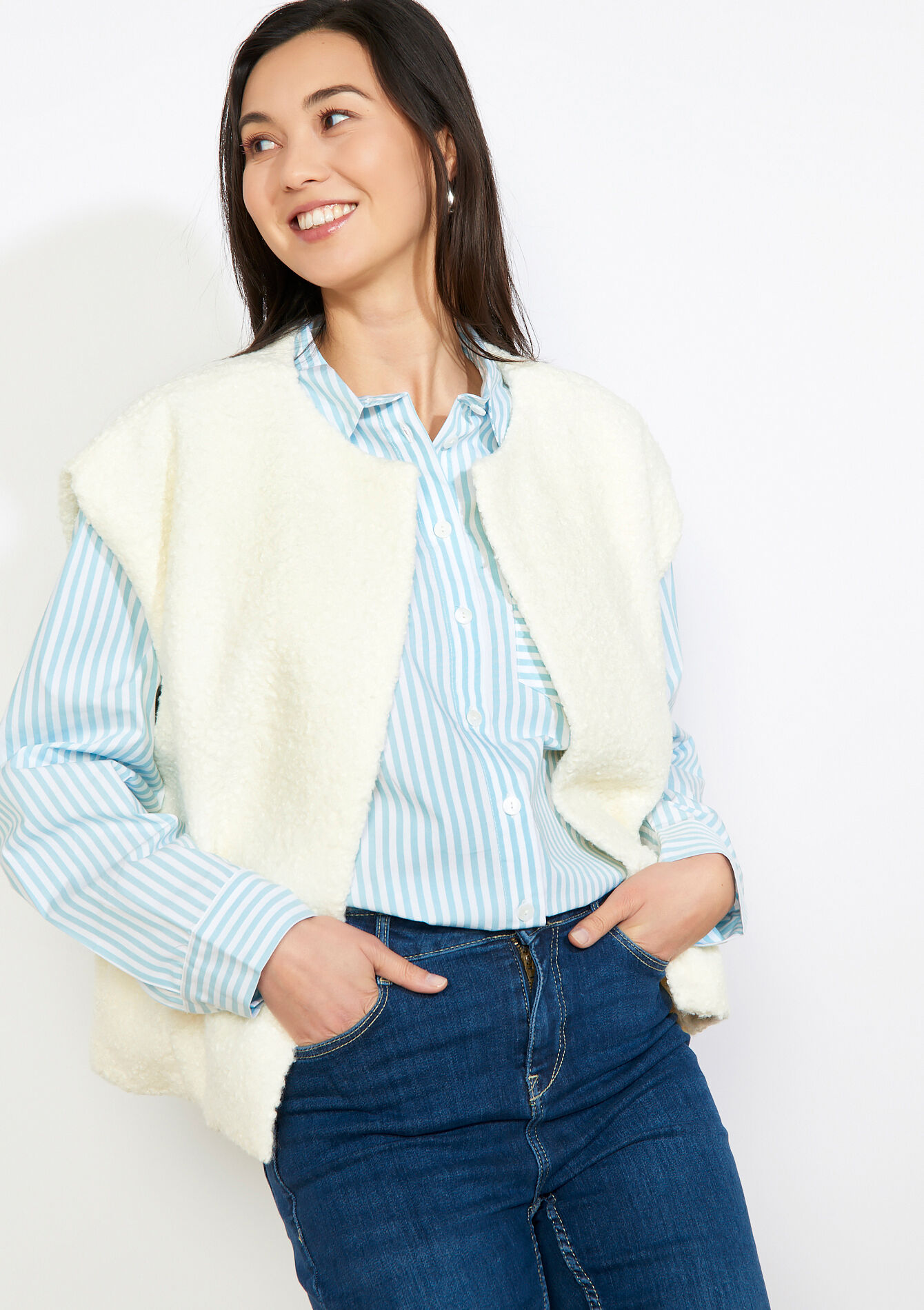 Mouwloos vest met structuur