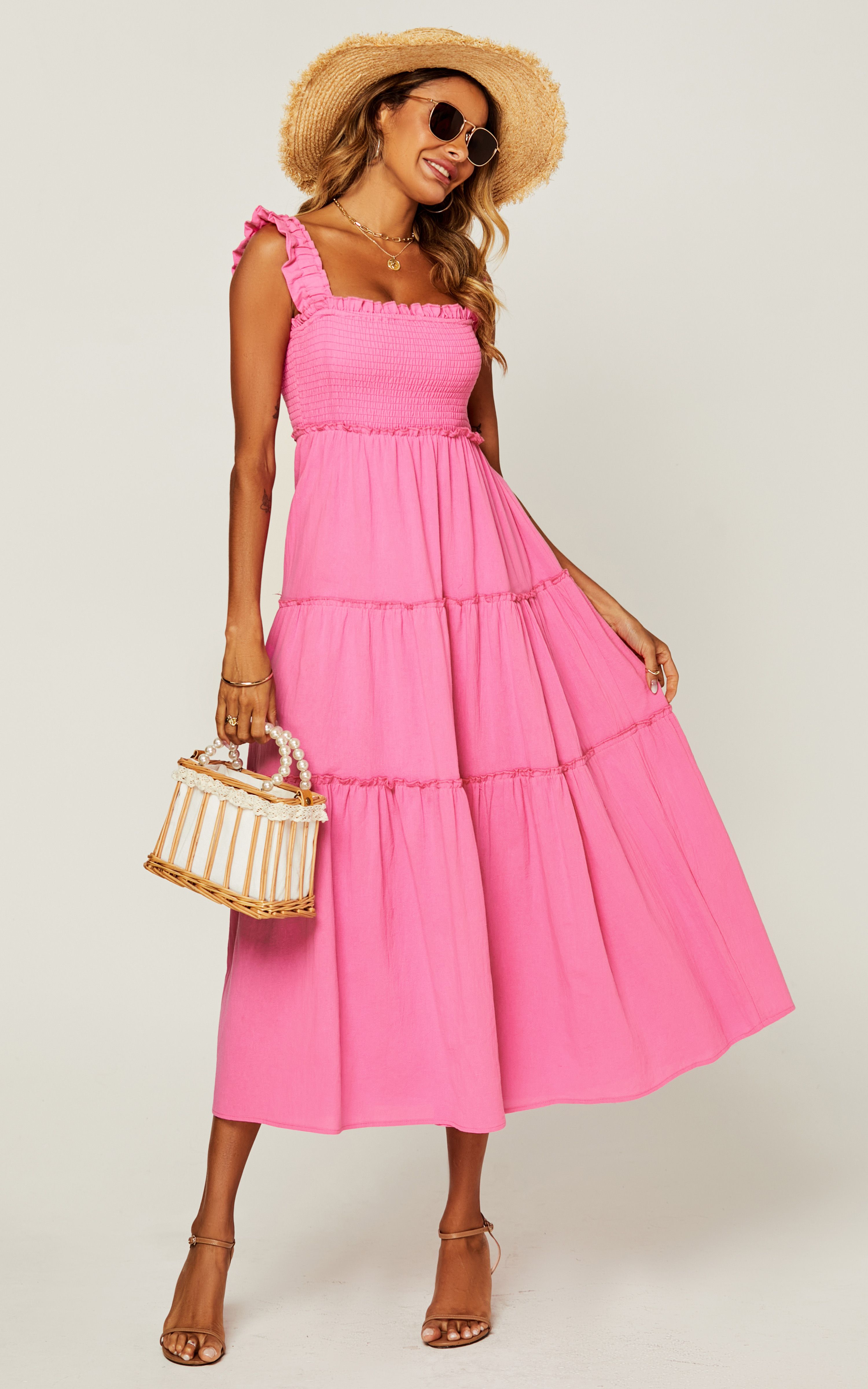 FS Collection Hem Detail Tiered Maxi Dress