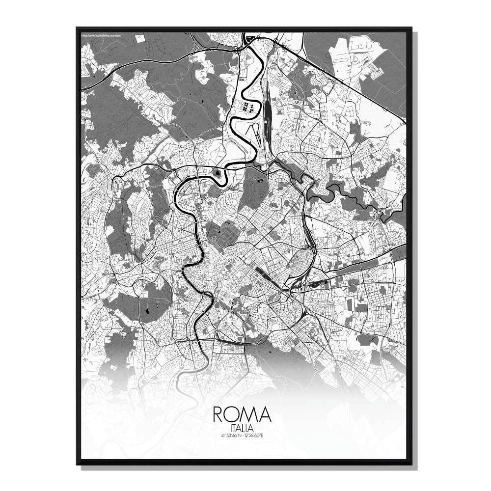 - Affiche Rome Carte N&B 40x50