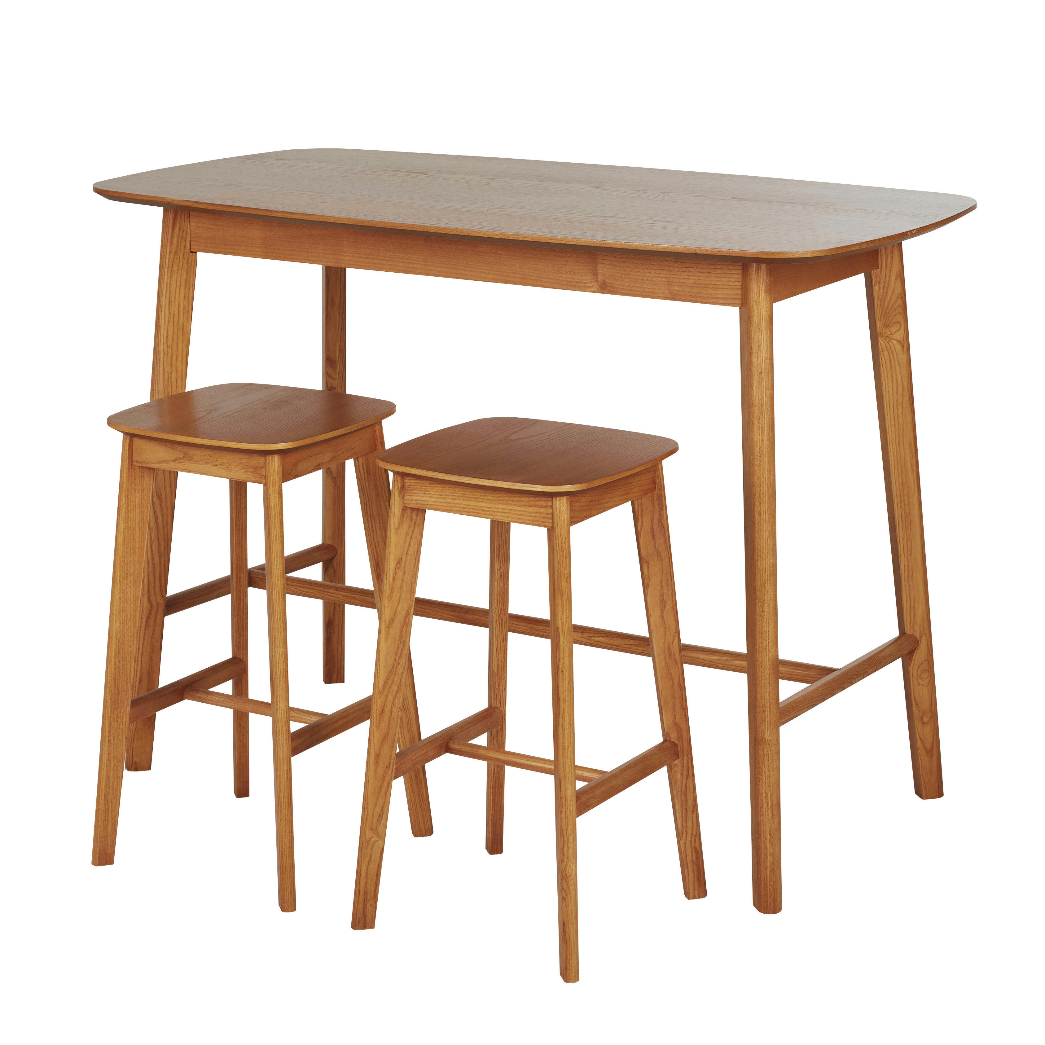 Portobello - Table à manger haute 2 personnes L120 et tabourets (x2) H65