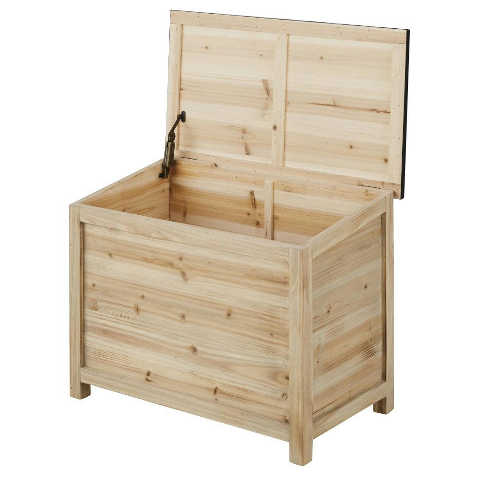 KAYA - Malle en bois de sapin et métal noir