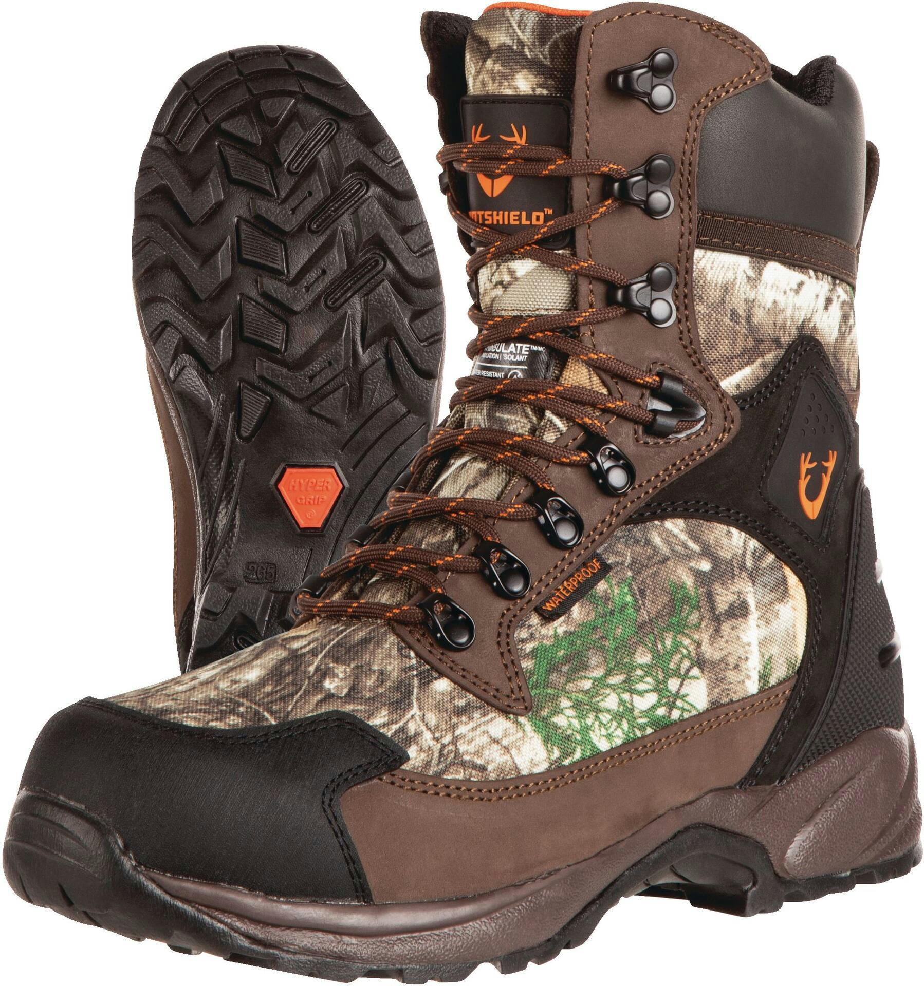 Huntshield Men's Eastern Tracker WaterProof Hunting Boots with Leather/Canvas UPPer, Camo