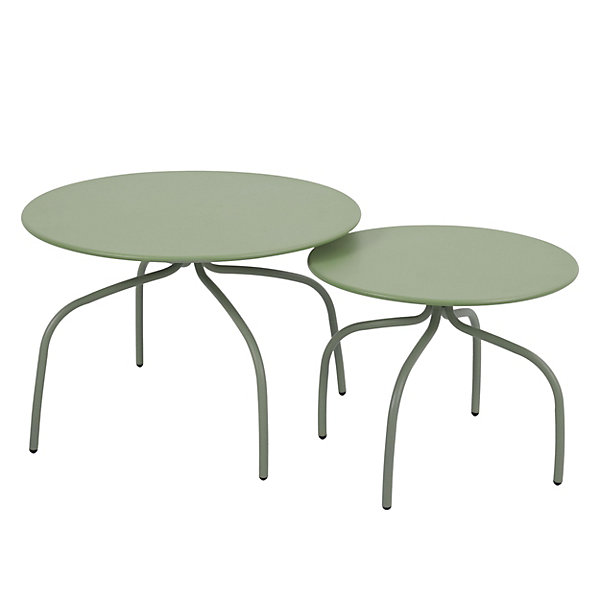 Lot de 2 tables basses gigognes de jardin vert saugeOviala
