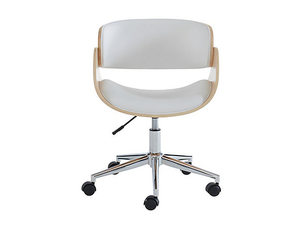 Chaise de bureau - Simili et métal chromé - Chêne et Blanc - Hauteur ajustable - JELSA