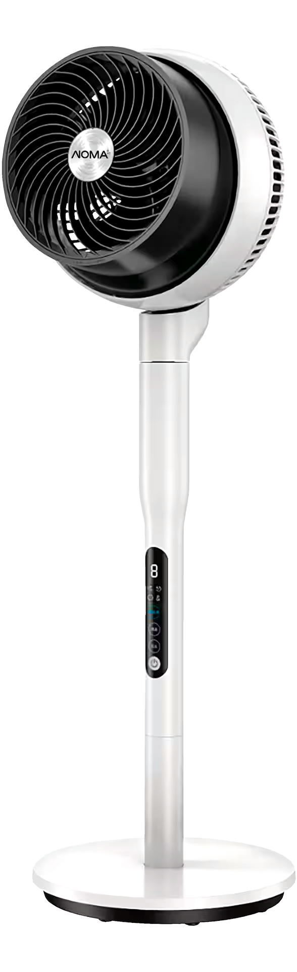 NOMA DC Oscillating Air Circulator Pedestal/Stand Fan with Remote Control, 9-Speed, White