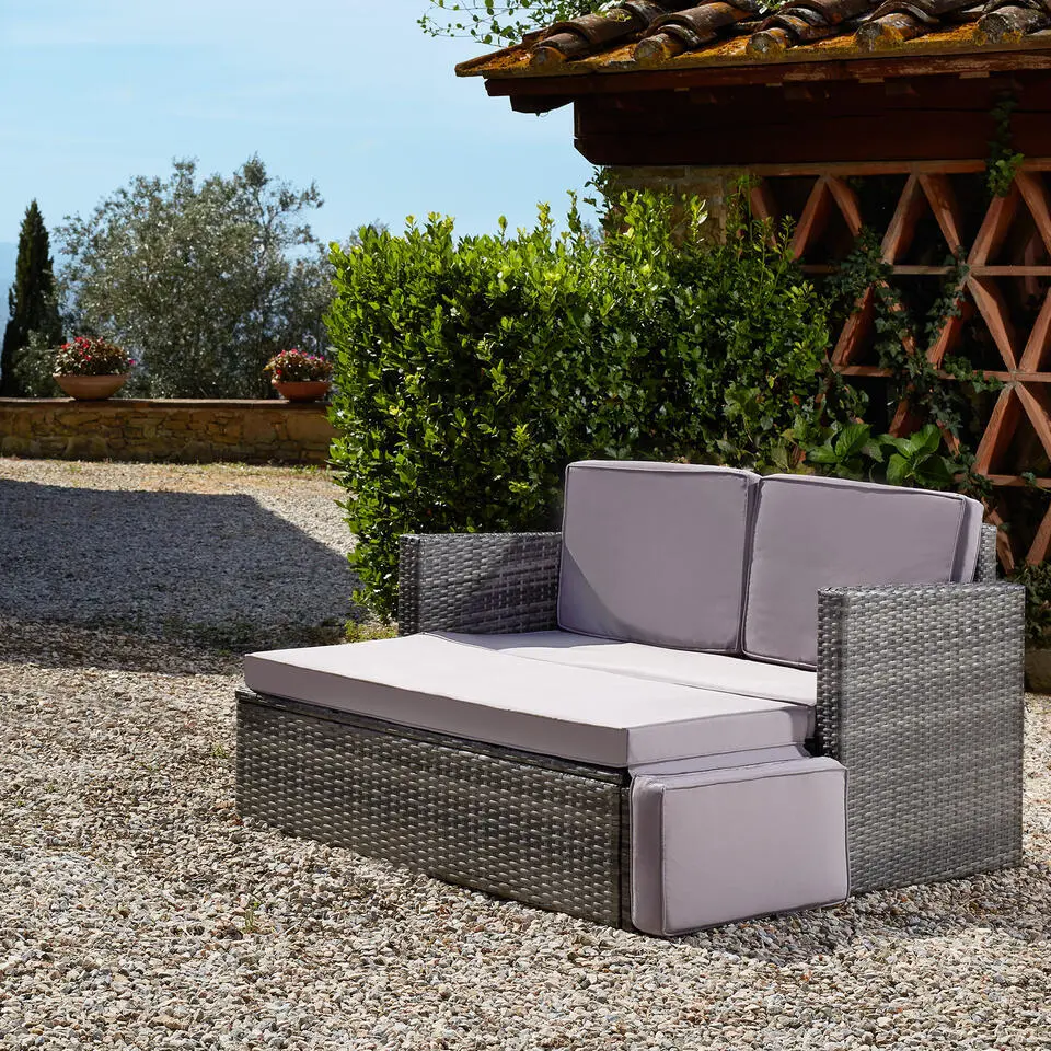 tectake Outdoor Wicker Zitmeubel - Comfortabele Stoelen - Weerbestendig - Grijs