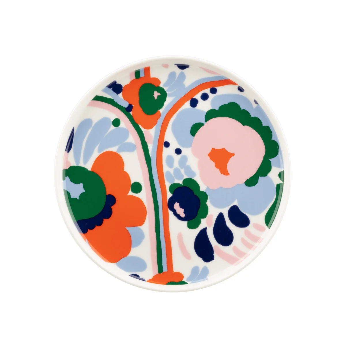 Marimekko - Oiva Karuselli Teller, Ø 20 cm, weiß / hellblau / orange