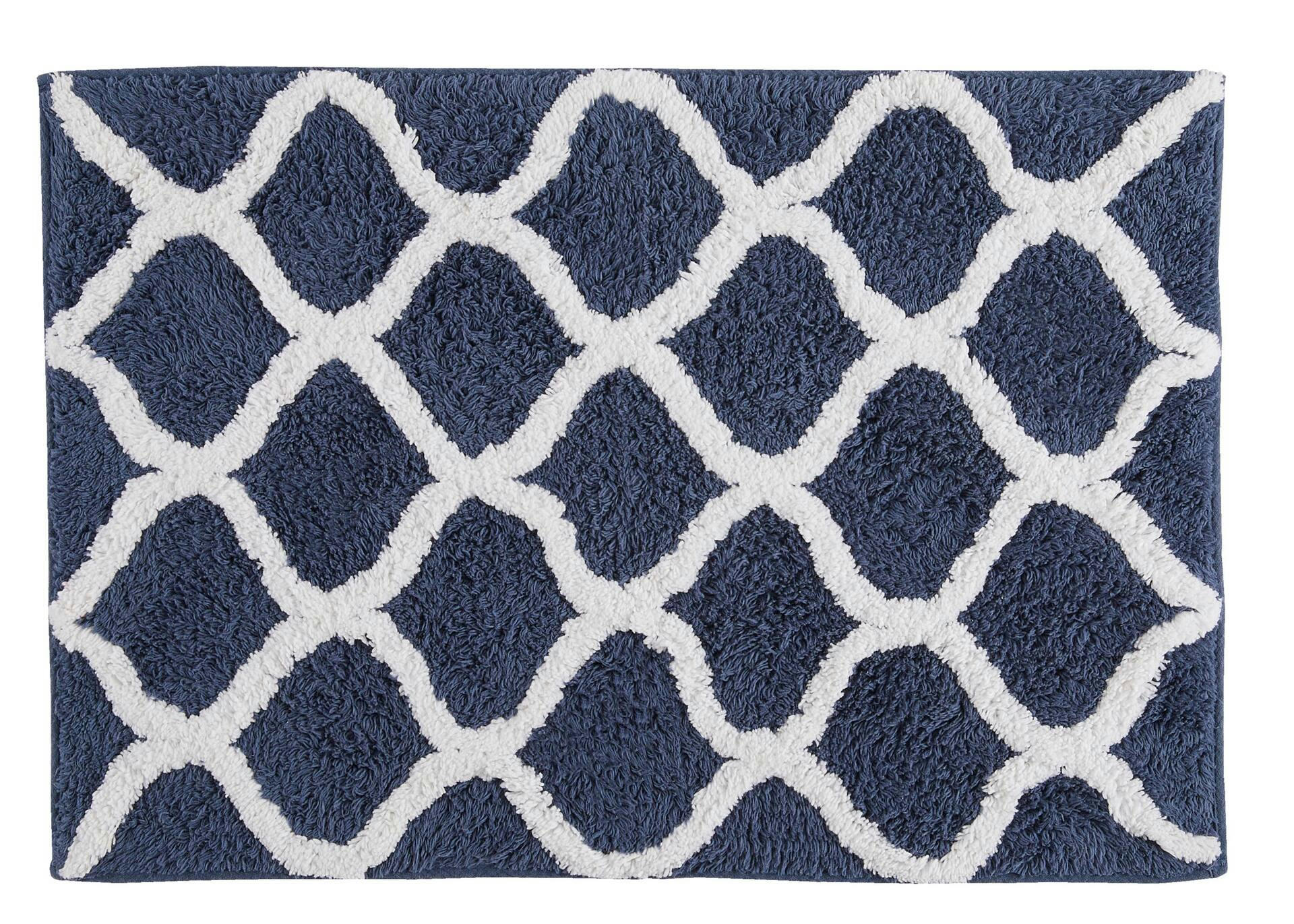 For Living Tufted Cotton Bathroom Mat, Blue, 17-in x 24-in